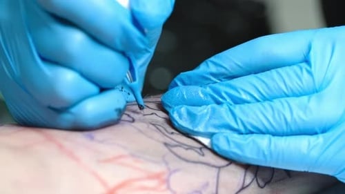 Tattoo Artist Creates Peony Tattoo Outline