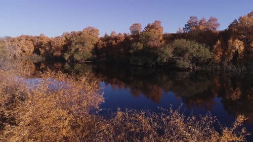 Rafting on the Forest River on Beautiful Sunny Autumn Days
