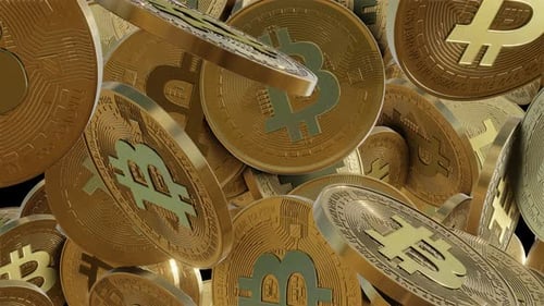 Bitcoin Coins Falling 3D Loop Animation