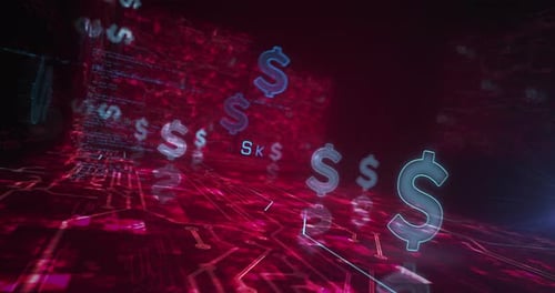 Dollar currency icon and USD money symbols loop cyber concept