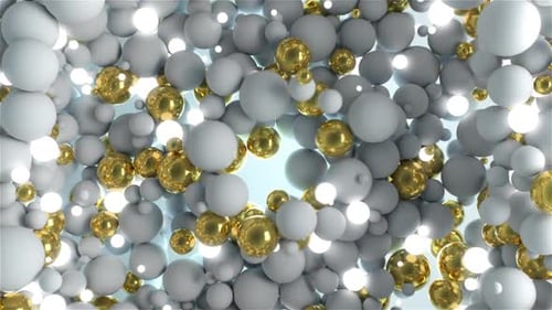 Dynamic White and Gold Spheres Abstract Motion Background