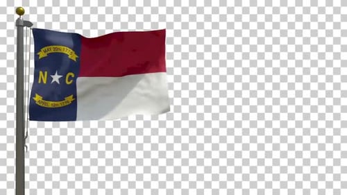 Animated North Carolina State Flag Waving on Flagpole