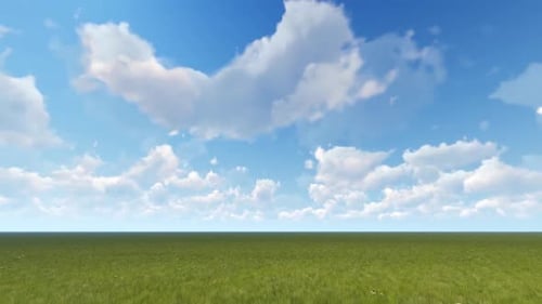 Time-Lapse Clouds Moving Over Green Grass Field