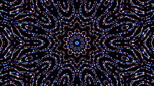 Bright abstract light governing full color, kaleidoscope, black background
