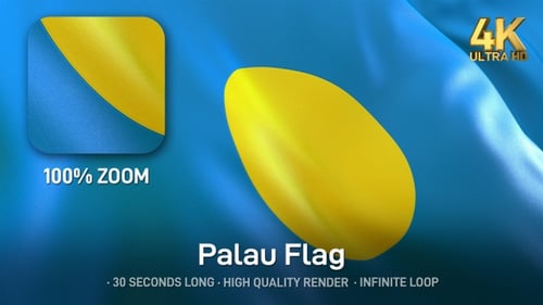 Palau National Flag Waving Seamless Loop