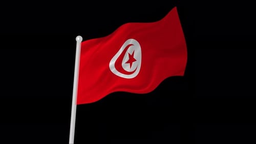 Animated Realistic Waving Flag of Tunisia