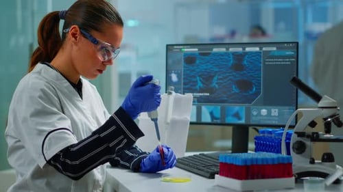 Focused Scientist Conducting Medical Research in Laboratory