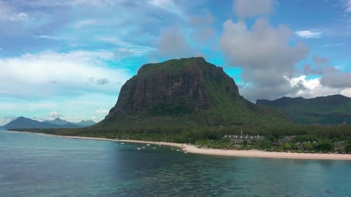 Scenic Beach on Caribbean Island for Summer Holidays Vacation Aerial Video Footage From Drone of