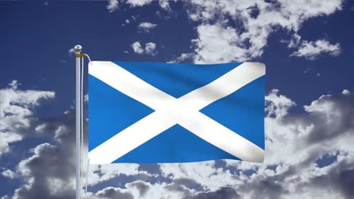 Drapeau De L'Ecosse Agitant Avec Ciel Bleu