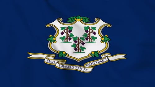 Realistic Connecticut State Flag Waving Animation