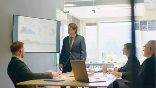 Business Presentation in Modern Workplace Office