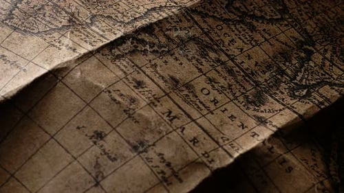 Antique World Map With Faded Parchment and Grids