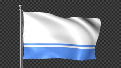 Waving White And Blue Striped Flag Animation With Alpha Channel