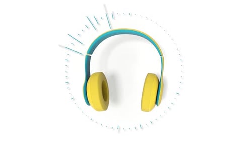 Modern Headphones with Circular Audio Visualizer Animation