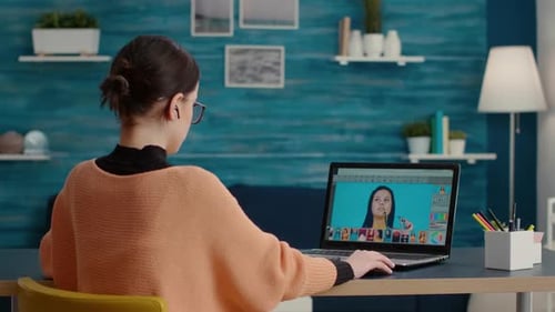 Graphic Designer Retouching Picture for Online Editing Class