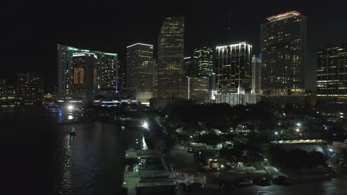 Aerial view of Miami at night