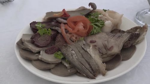 Variety of Sliced Deli Meats on Plate