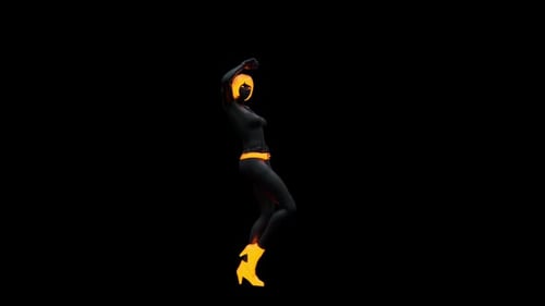 Neon Glowing Female Dancer Performing Animation