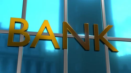 Glass bank building. Financial concept.