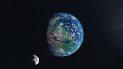 Mars d'un vert luxuriant se transformant en un monde désertique avec la lune Phobos en orbitant