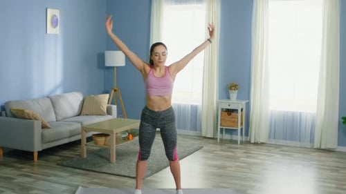 Fit Woman Is Doing Breathing Exercises