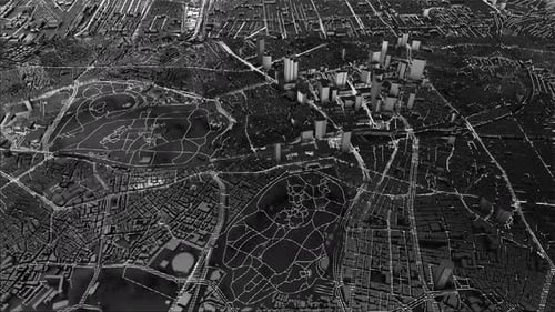 Futuristic 3D City Map Digital Network Animation
