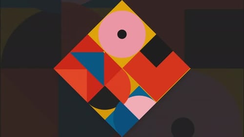 Flat figures: triangles, squares, circles etc moving and transforming rhythmically