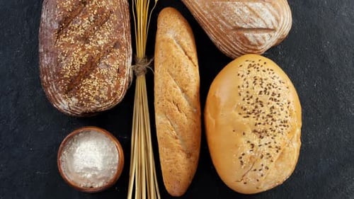 Bread loaves with wheat grains