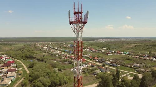 Communications Tower in Rural Countryside Aerial View