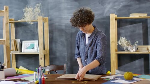 Adult Ties Package with String at Craft Table