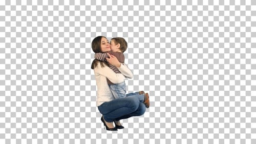 Lovely portrait of a mother and son, Alpha Channel