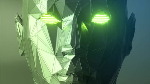 Abstract Polygonal Human Face Artificial Intelligence Concept