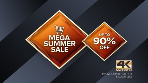 Shiny Golden 3D Diamond Sale Badge Reveal Animation