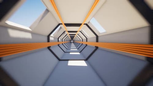 Bewegung in einem langen Tunnel mit Rohren