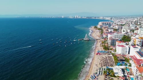 Coastal City Aerial View of Beach and Ocean