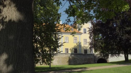 A View of Church From Inside a Park, Footage Gets Closer To the Church.