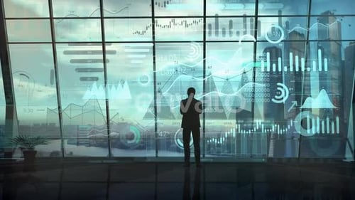 Futuristic Business Data Display Interface Animation