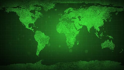 Digital Pixelated World Map Animated Background