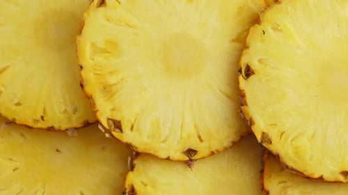 Pineapple Slices Rotating Close-Up