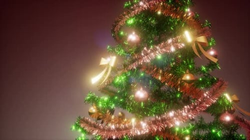 Festive Christmas Tree Zoom-In with Glowing Holiday Decorations