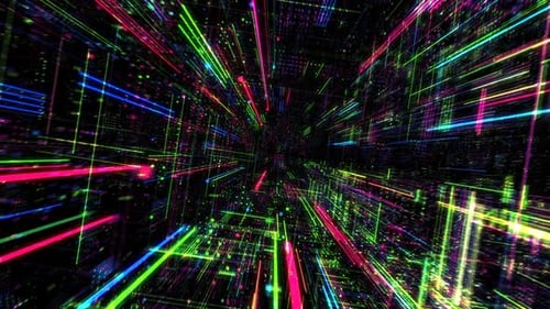 Abstract digital matrix particles grid virtual reality