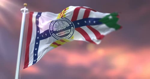 Waving Mascotte City Florida Flag Animation