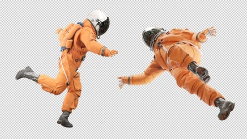 3D Animated Astronaut in Space: Running and Tumbling