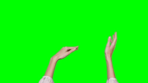 Woman's Hands Reaching and Gesturing on Green Screen