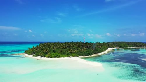 Tropical above abstract shot of a sunshine white sandy paradise beach and blue water background in c