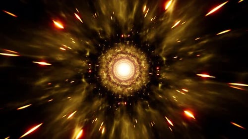 Abstract Fiery Energy Tunnel with Glowing Particles