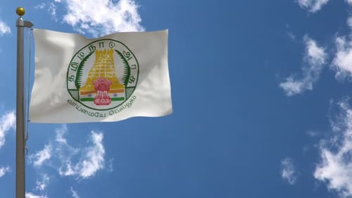 Tamil Nadu Drapeau Inde Sur Mât