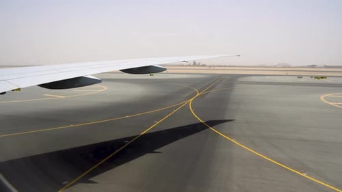 Wide area for take-off and landing strips. Runway covered with yellow markings