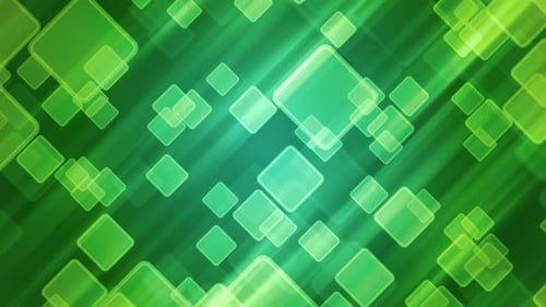 Abstract Green Glowing Squares Motion Background