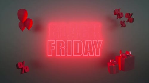 Black Friday Neon Title Reveal with Animated Elements